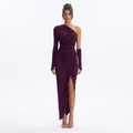 Nicole Burgundy Long Dress