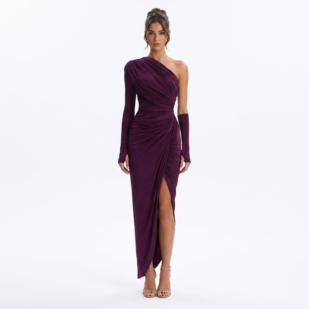Nicole Burgundy Long Dress