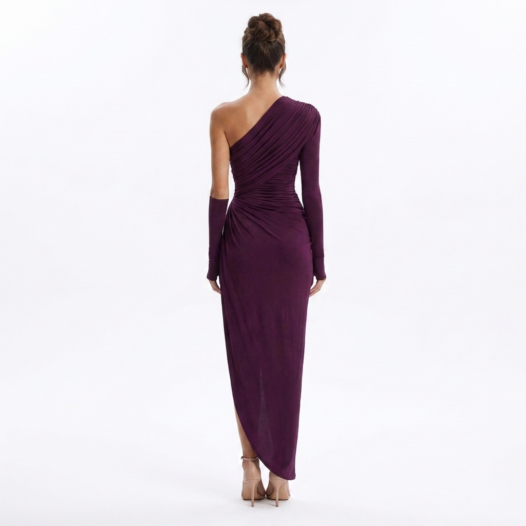 Nicole Burgundy Long Dress
