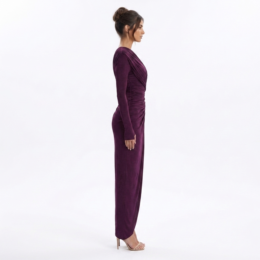 Nicole Burgundy Long Dress