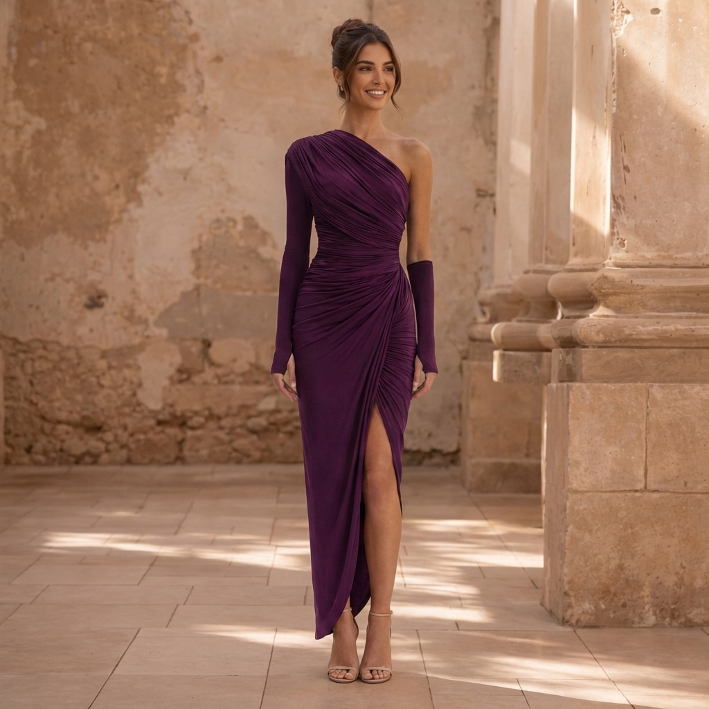 Nicole Burgundy Long Dress