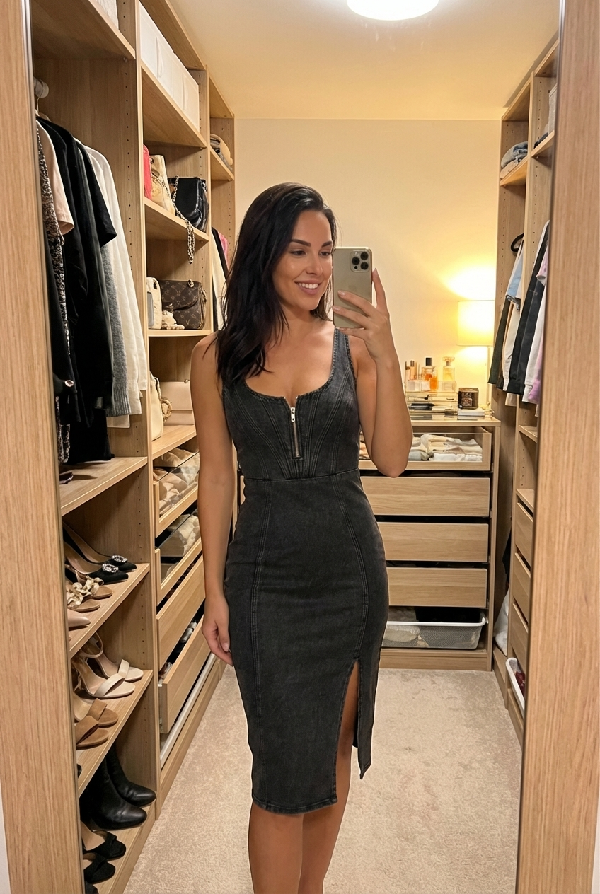 midi dress mix jeans Different About You Denim Midi Dress Josie's Boutique